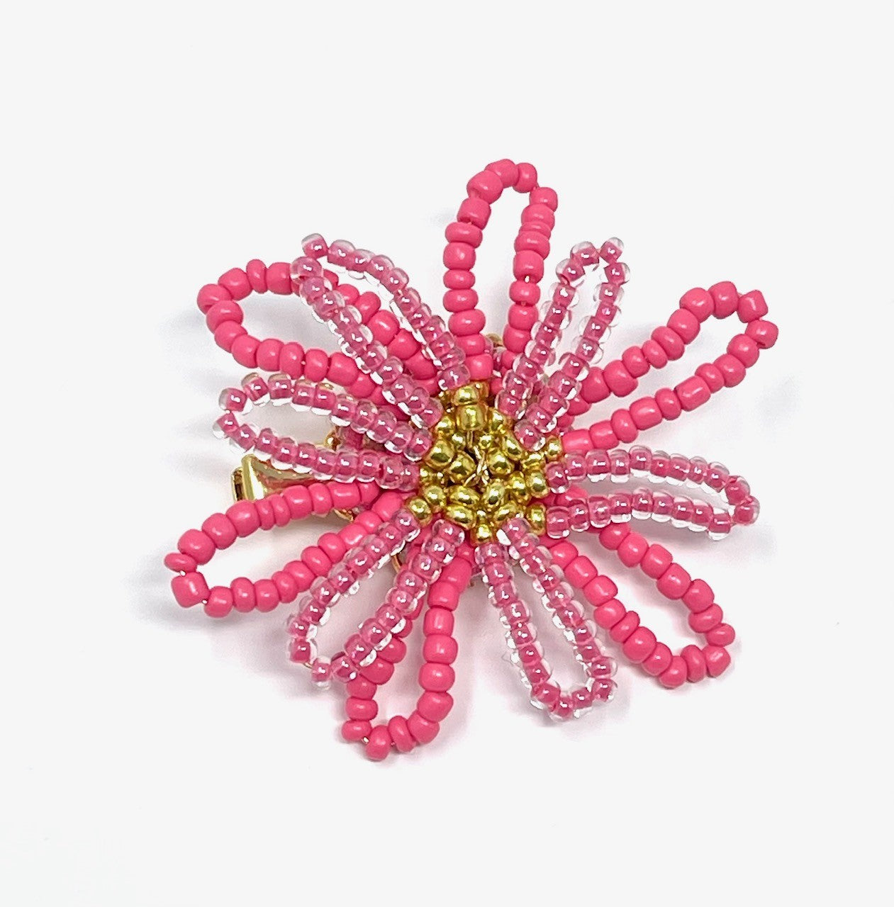 vivi | beaded flower clip | coral pink