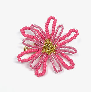 vivi | beaded flower clip | coral pink