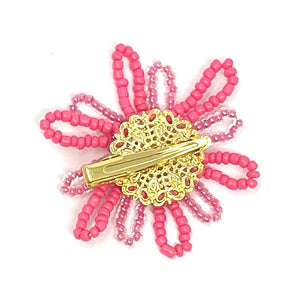 vivi | beaded flower clip | coral pink