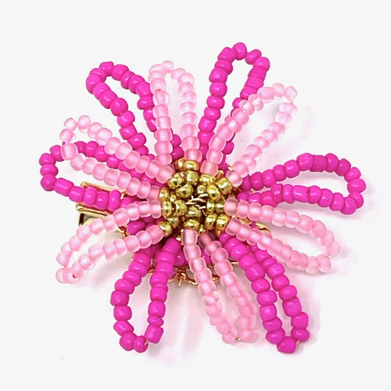 vivi | beaded flower clip | pale pink hot pink