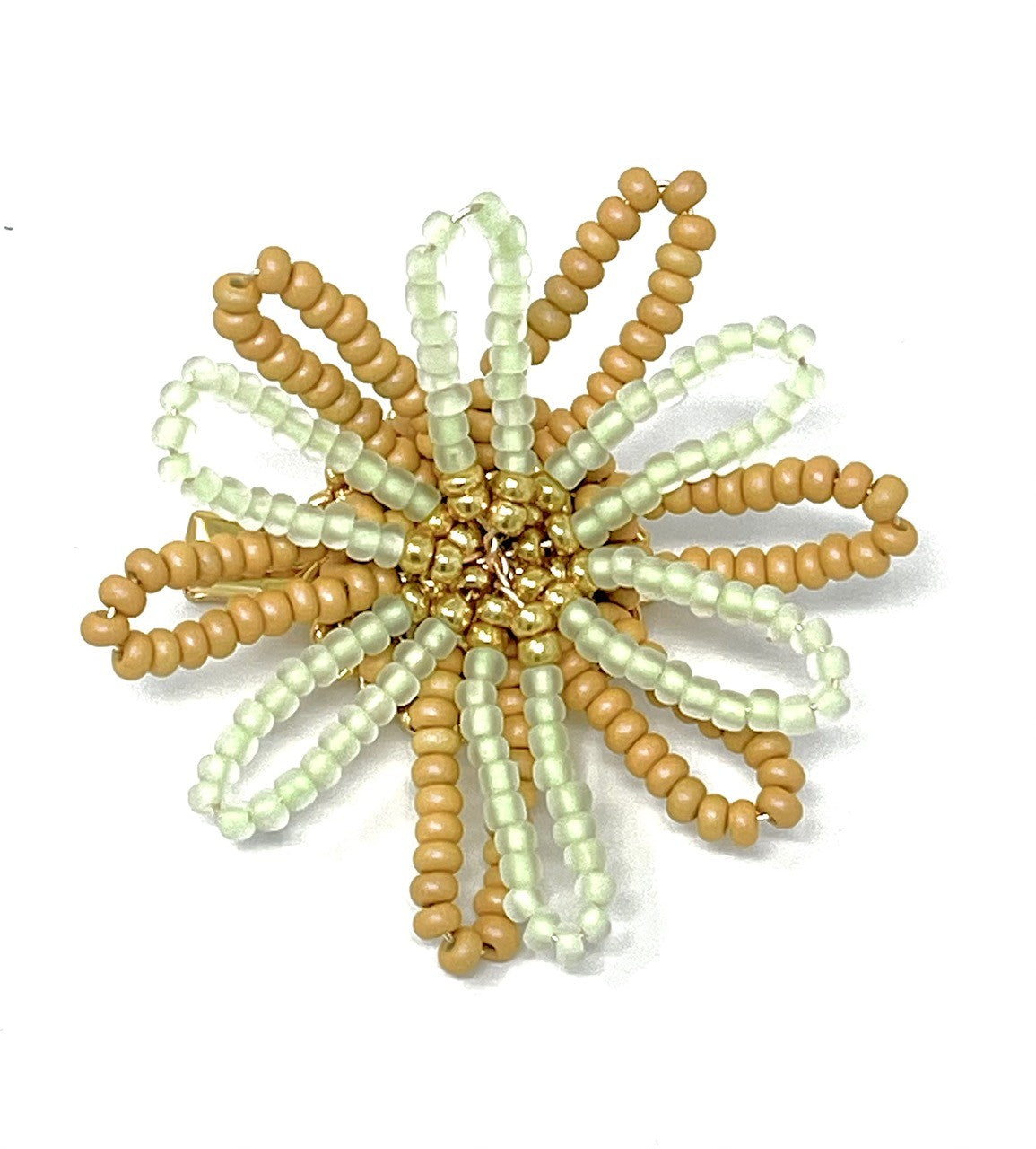 vivi | beaded flower clip | lime green ochre