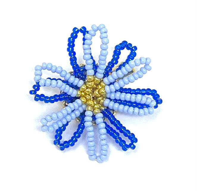 vivi | beaded flower clip | royal periwinkle