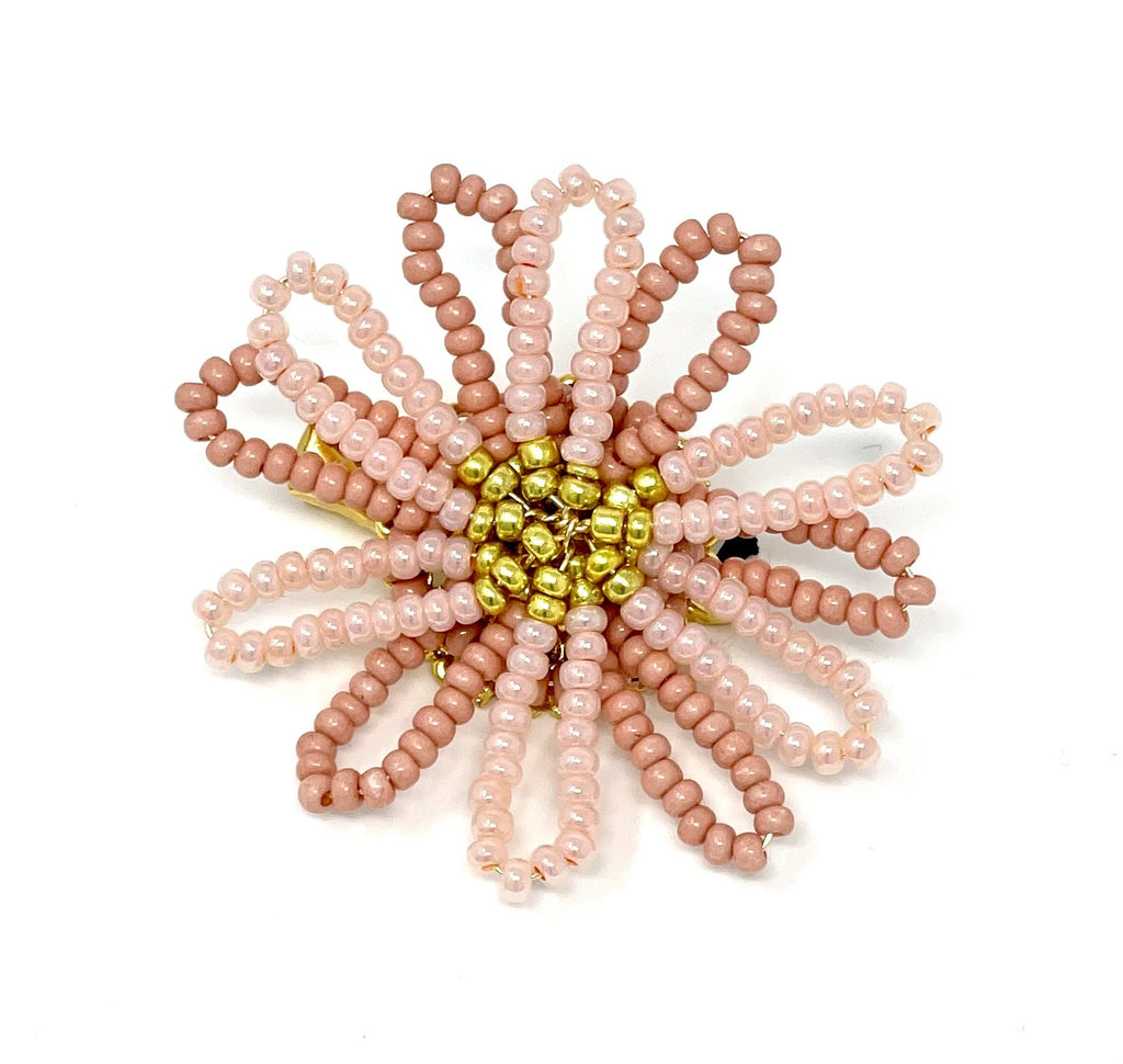 vivi | beaded flower clip | soft coral