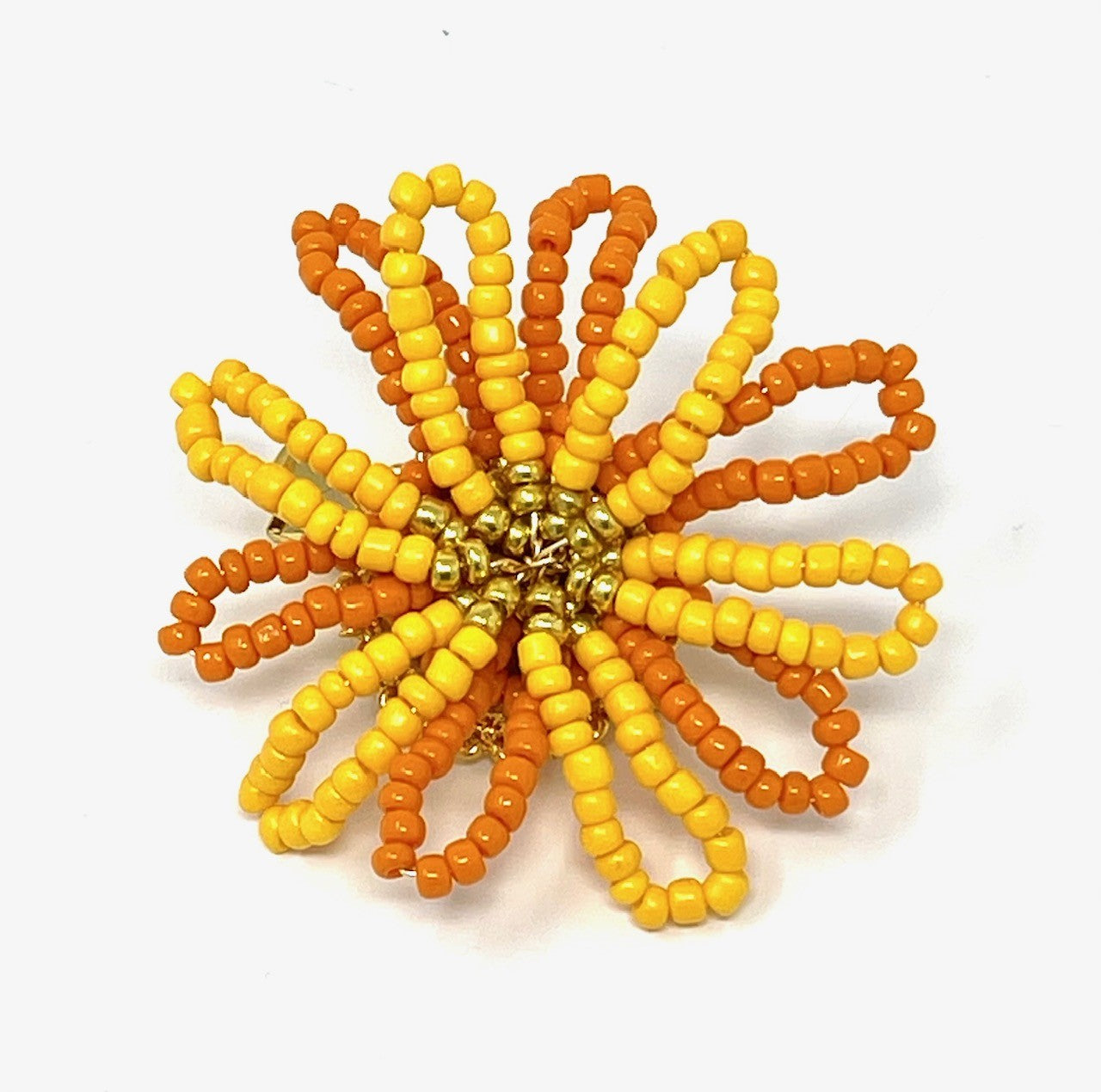 vivi | beaded flower clip | sunshine marigold