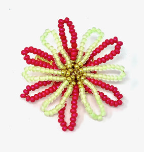 vivi | beaded flower clip | lime watermelon