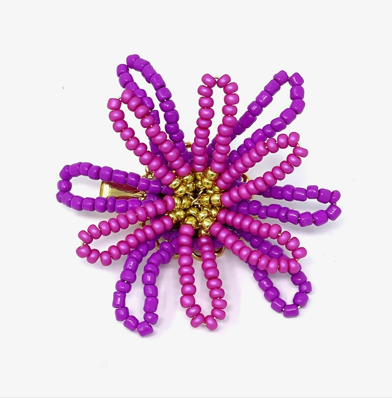 vivi | beaded flower clip | magenta fuschia